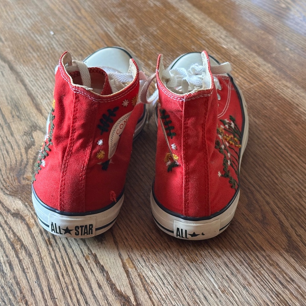 One-of-a-Kind Hand-Stitched Embroidered Converse Sneakers Women’s 10, Men’s 8 - Picture 15 of 15